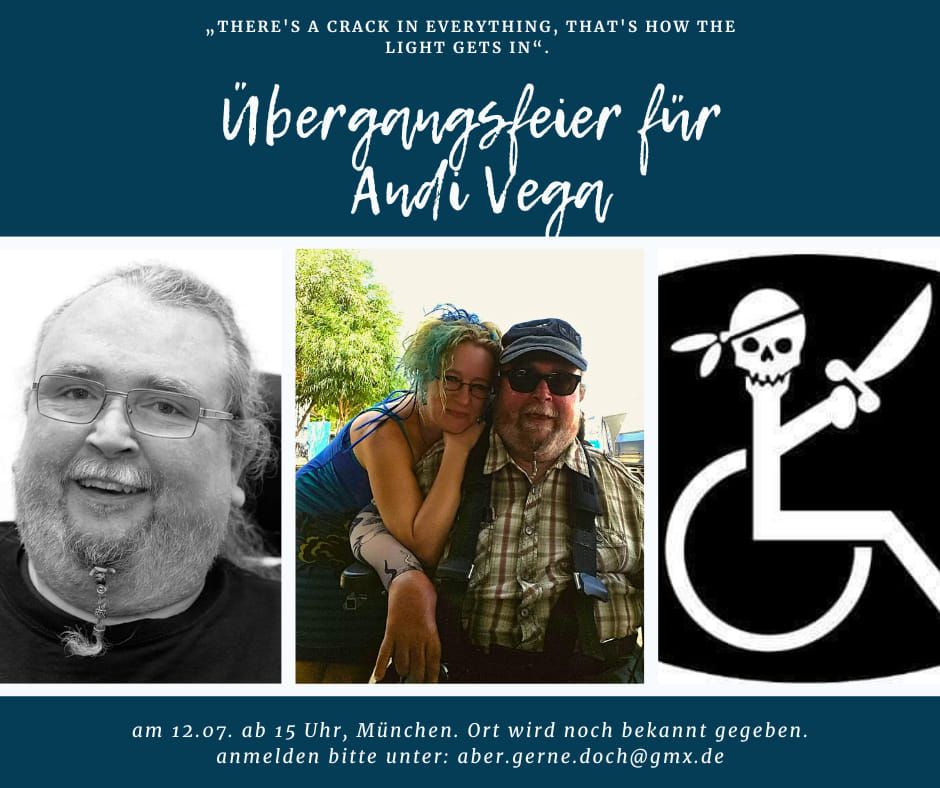 Sharepic für die Übergangsfeier für Andi Vega am 12. Juli 2024 in München