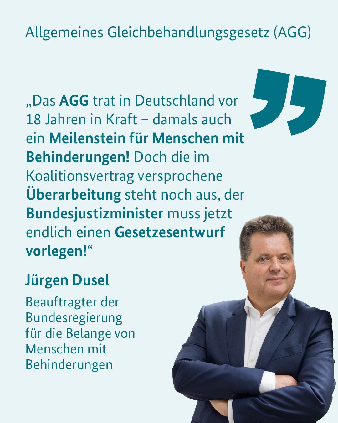 Sharepic von Jürgen Dusel zur AGG Reform