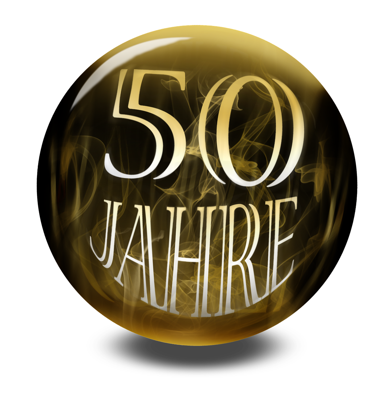 Goldene Plakette mit dem Aufdruck 50 Jahre