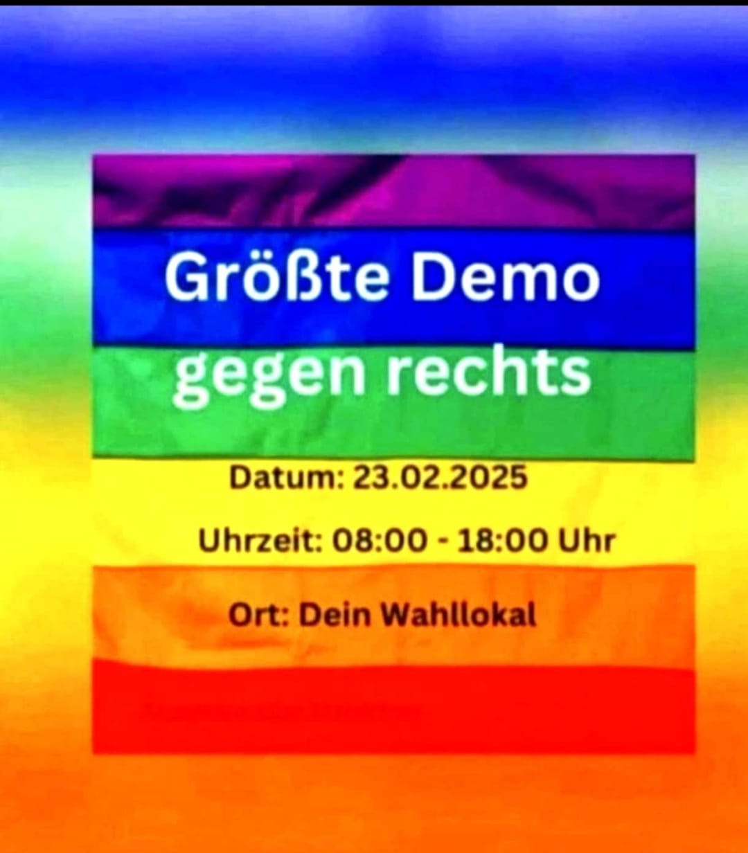 Plakat für die Demo gegen rechts durch die Stimmabgabe im Wahllokal