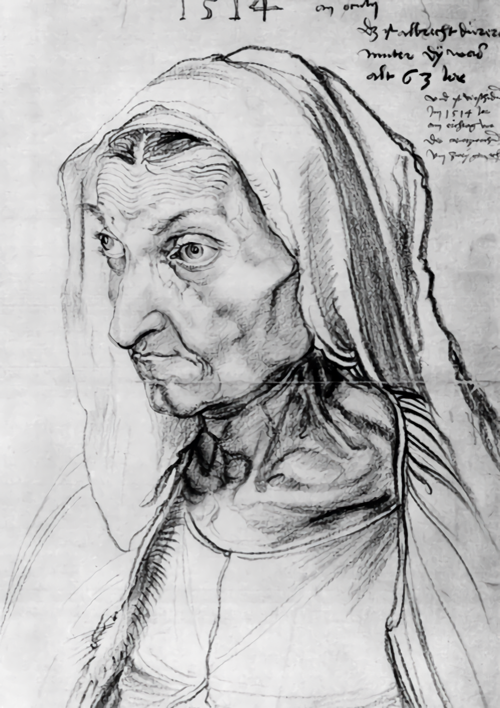 Kohlezeichnung von Albrecht Dürer von seiner 63 Jahre alten Mutter