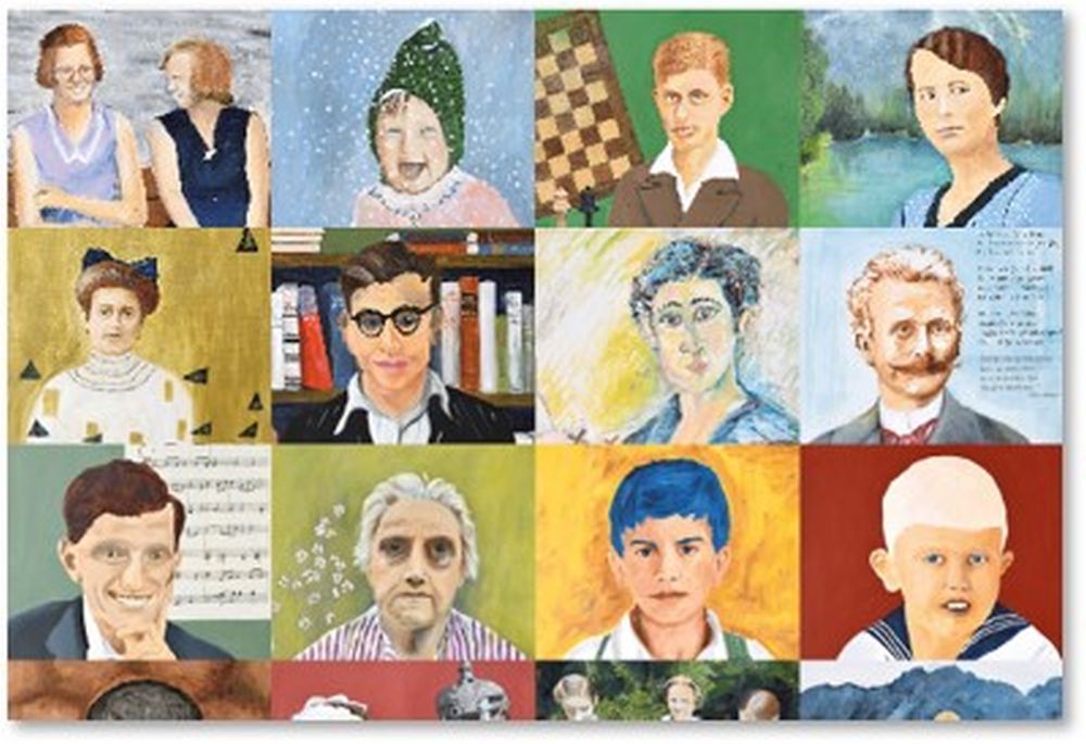 Bild zeigt Zeichnungen mit 12 Portrait verschiedener Kinder und Erwachsener