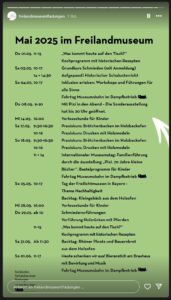 Veranstaltungskalender Mai 2025 im Freilandmuseum Fladungen