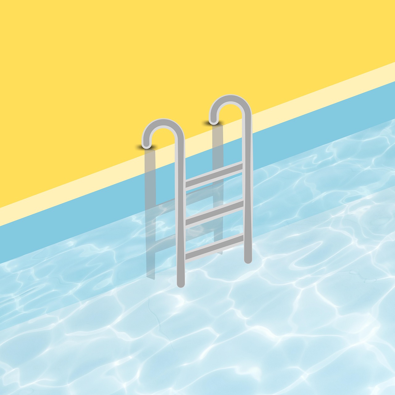 Beckenrand eines Schwimmbads mit Ausstiegstreppe