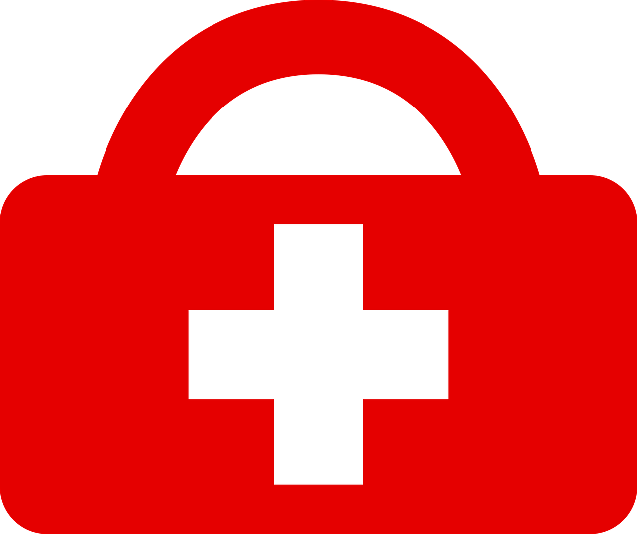 Bild einer roten Handtasche mit weißem Kreuz